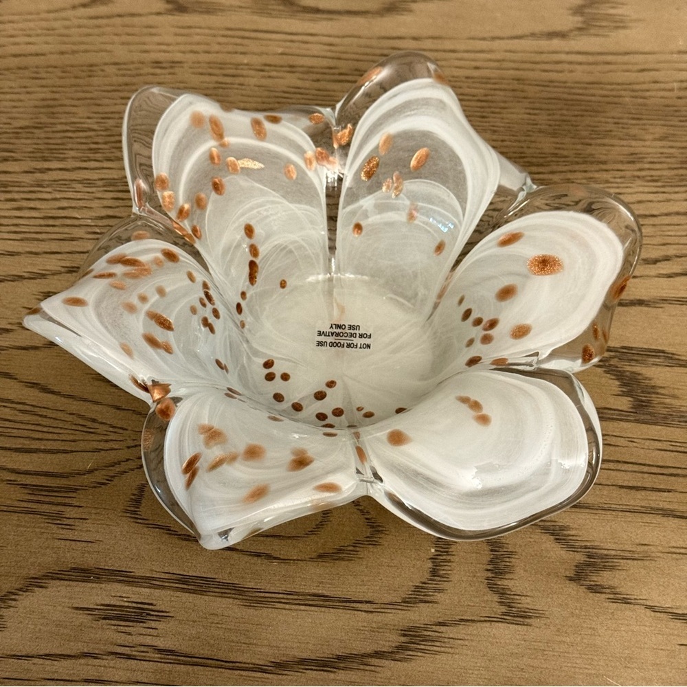 Frosted Tulip Murano Art Glass Bowl Flower Accent - Italy